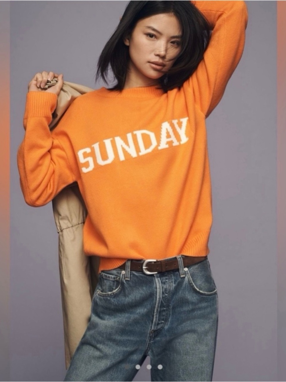 English Factory Orange  "SUNDAY" Crewneck Sweater, Size Medium